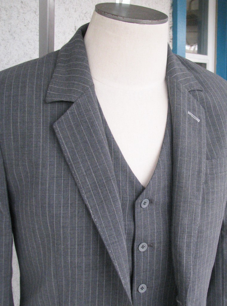 3pc Pinstripe Suit in Silver